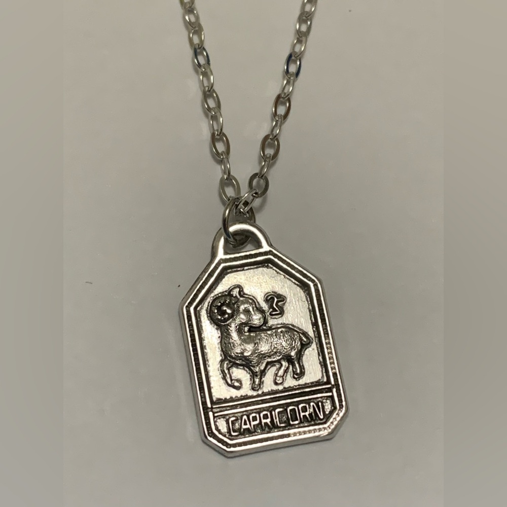 CAPRICORN zodiac pendant-charm with 18” chain New Vintage sterling silver - Picture 2 of 10